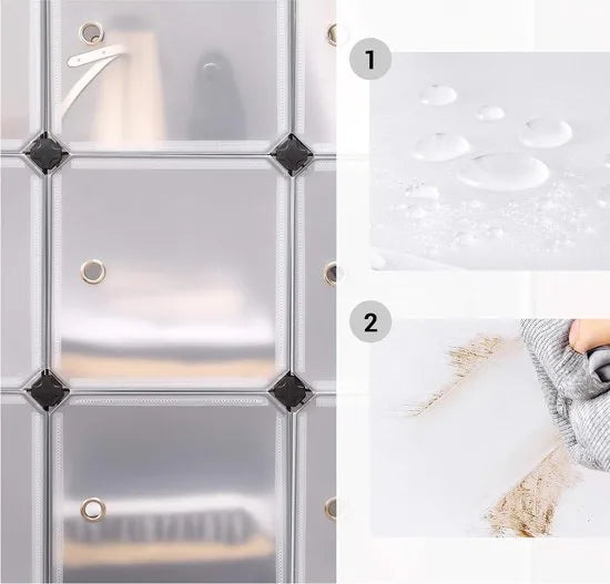 FurnStar - Reksysteem - schoenenrek - set van 12 kubussen - kledingkast van kunststof - met deuren - steekrek - opslag van kleding - schoenen en boeken - eenvoudige montage - wit