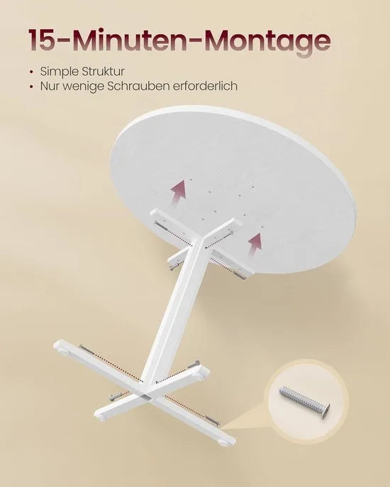 Furnstar Ronde Eettafel 80 cm – Eetkamertafel voor 2-4 Personen – Landelijke Stijl – Waterbestendig & Krasvast – Wit