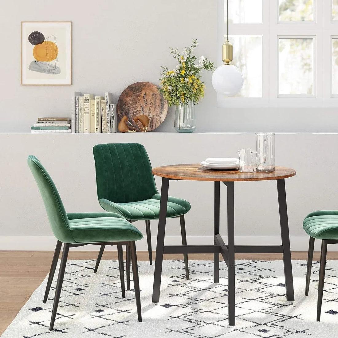 Furnstar Ronde Eettafel Industrieel – Keukentafel voor Woonkamer of Kantoor – Ø 80 cm – Rustiek Bruin/Zwart