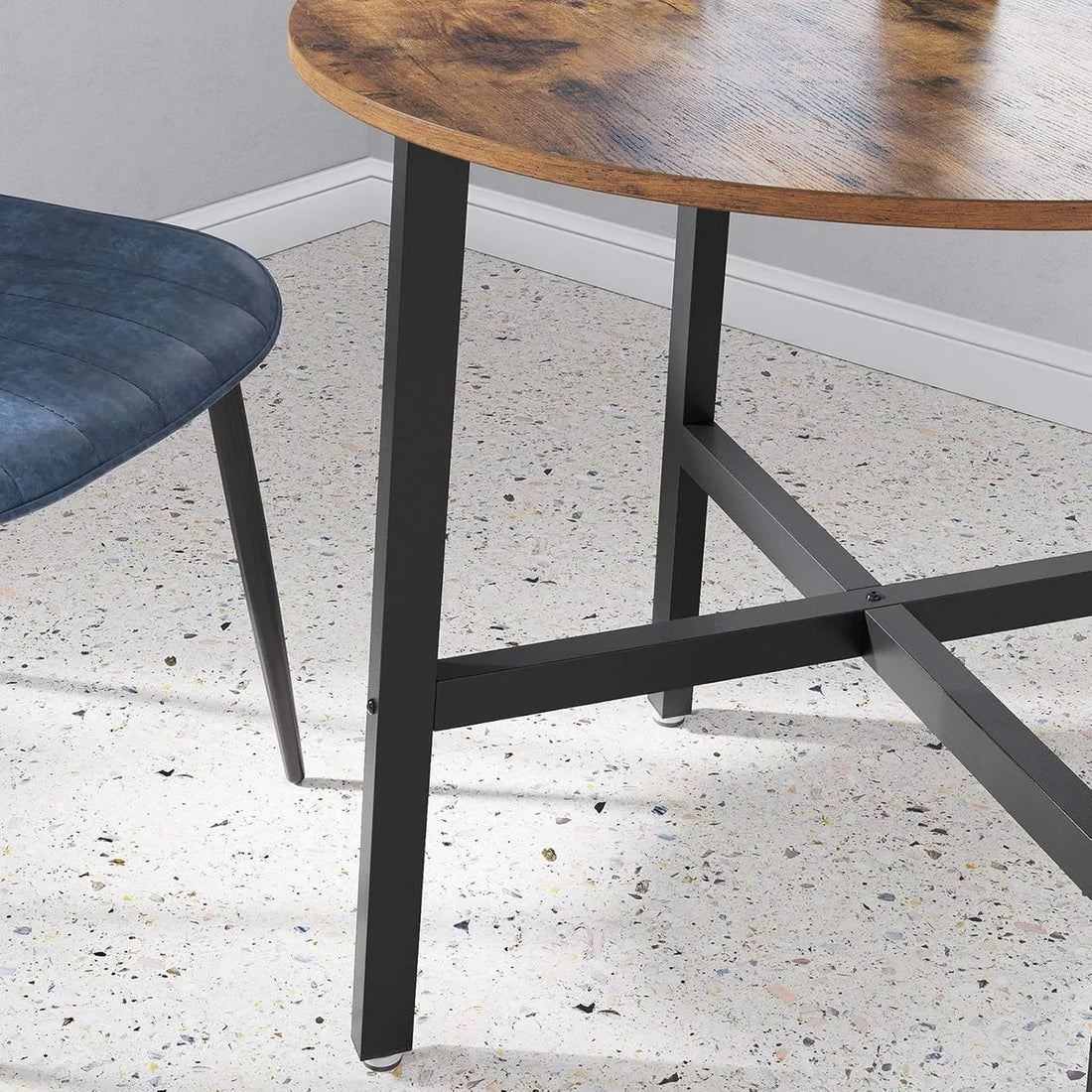 Furnstar Ronde Eettafel Industrieel – Keukentafel voor Woonkamer of Kantoor – Ø 80 cm – Rustiek Bruin/Zwart