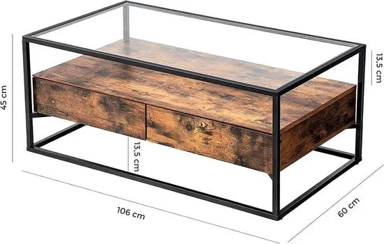 FurnStar - salontafel - Bijzettafel - 106x57x45cm – Bruin