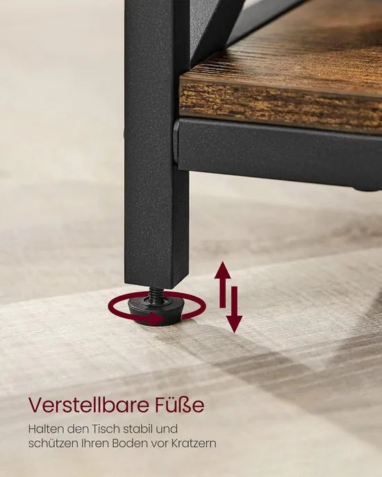 FurnStar - Salontafel - In Hoogte Verstelbare Woonkamertafel - Koffietafel - Open En Verborgen Opbergruimte - 60 X 100 X (48-62) Cm - Vintage Bruin-Zwart