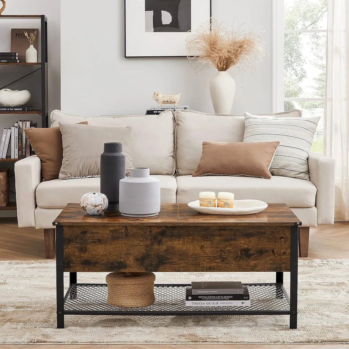 FurnStar - Salontafel - Opbergtafel - 100x55x47cm – Bruin