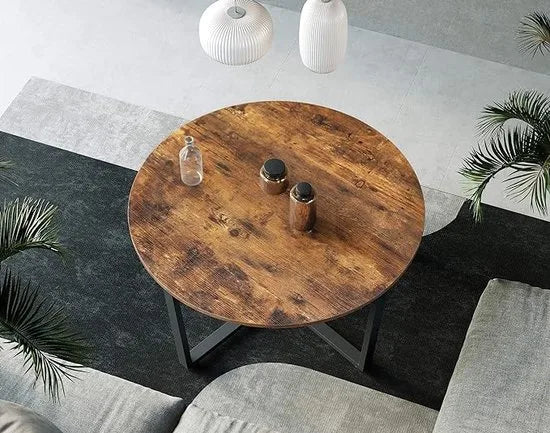 FurnStar - Salontafel - Ronde tafel - Hout - Bruin - 88x88x47