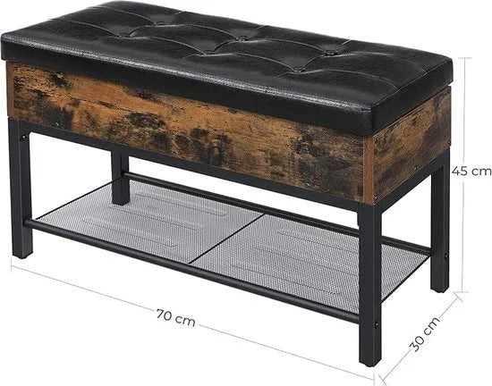 FurnStar schoenbank - Schoenenrek - Opbergruimte onder de zitting - Schoenenkast - 150 kg draagvermogen - ‎70 x 30 x 45 cm