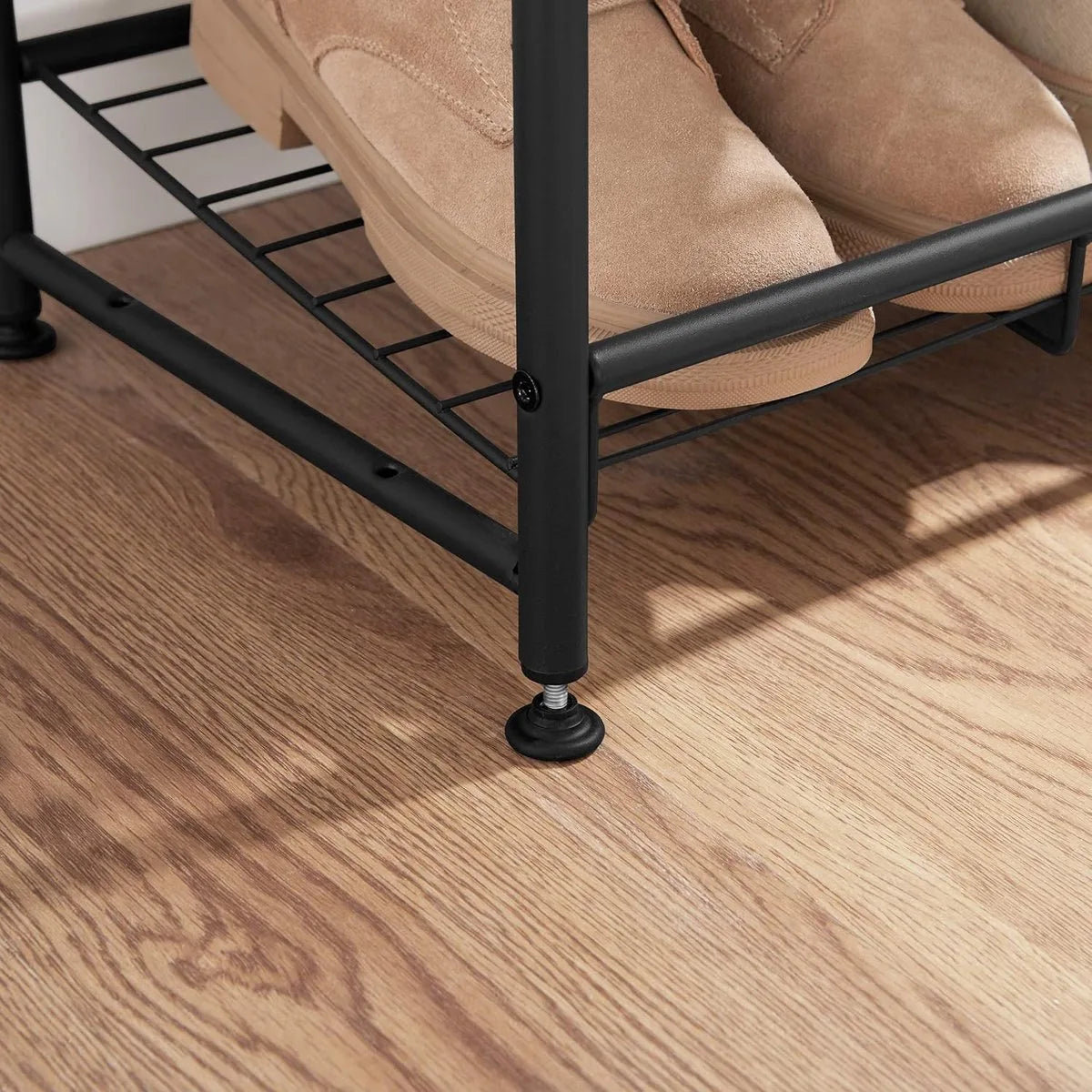 FurnStar - Schoenenrek - 2-laags stapelbaar schoenenrek - metalen schoenenorganizer met verstelbare platte of schuine planken - 68,5 x 27,5 x 49,5 cm - zwart