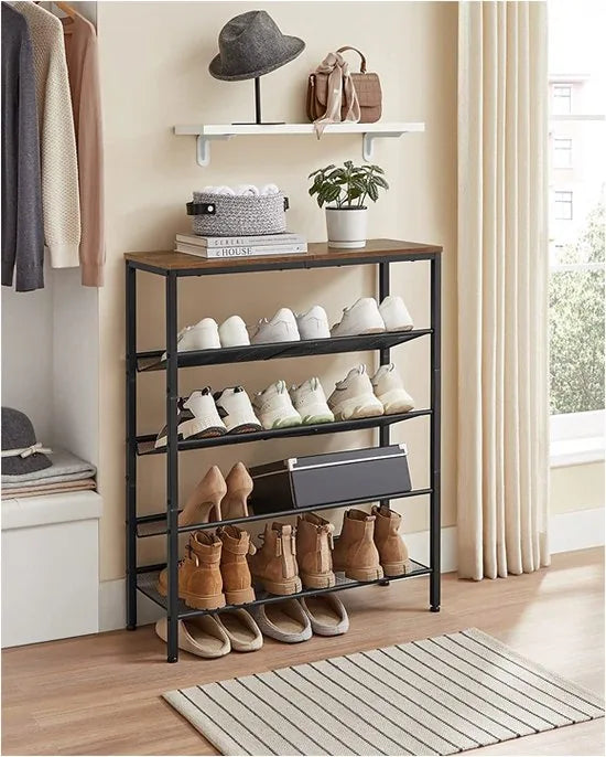 FurnStar - schoenenrek - 4 Planken - 93×75×30cm - Bruin