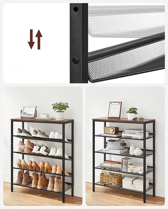 FurnStar - schoenenrek - 4 Planken - 93×75×30cm - Bruin