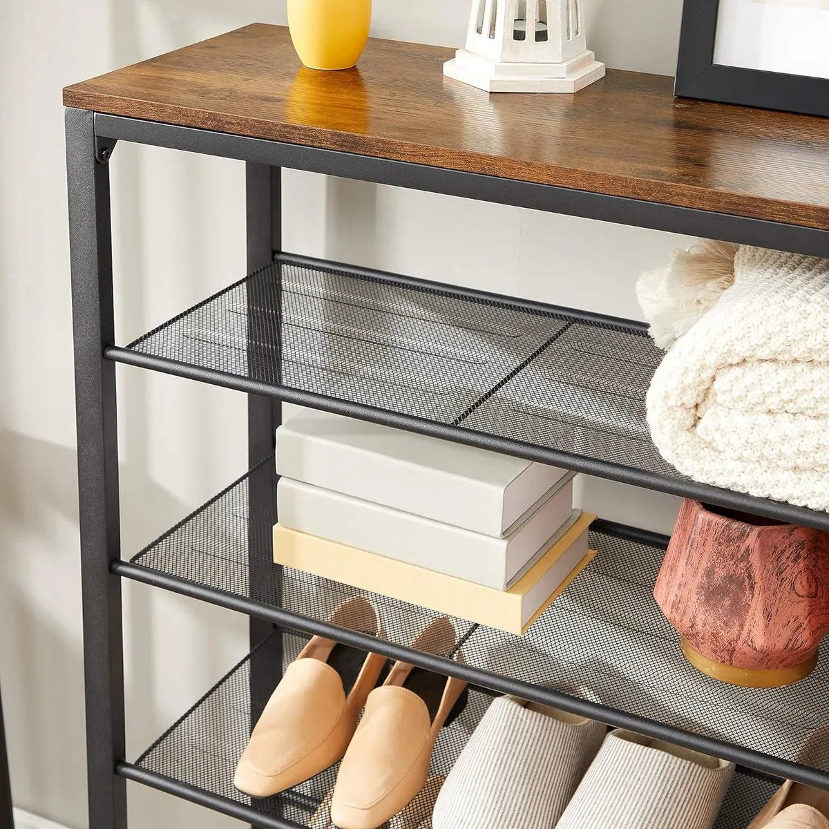 FurnStar schoenenrek - 5 Planken - 100x30x110cm - Bruin