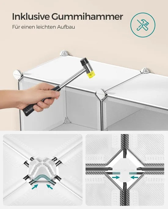 FurnStar - Schoenenrek met 12 vakken - Schoenenkast - 30 x 40 x 30 cm per vak - Smal - Met deuren - Stalen frame - Kunststof - Voor hal - Slaapkamer - Entree - Wit