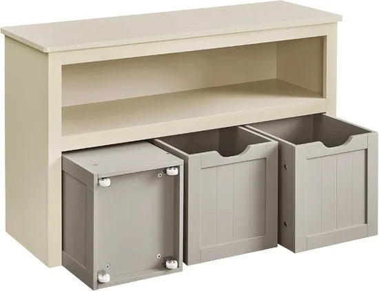 FurnStar - Schoenenrek – Ruimtebesparend, Stabiel En Verstelbaar – Met Wielen - Ideaal Voor Woonkamer, Hal & Slaapkamer - Schoenenrek Hout – 30 x 102 x 60 cm – Zandbeige