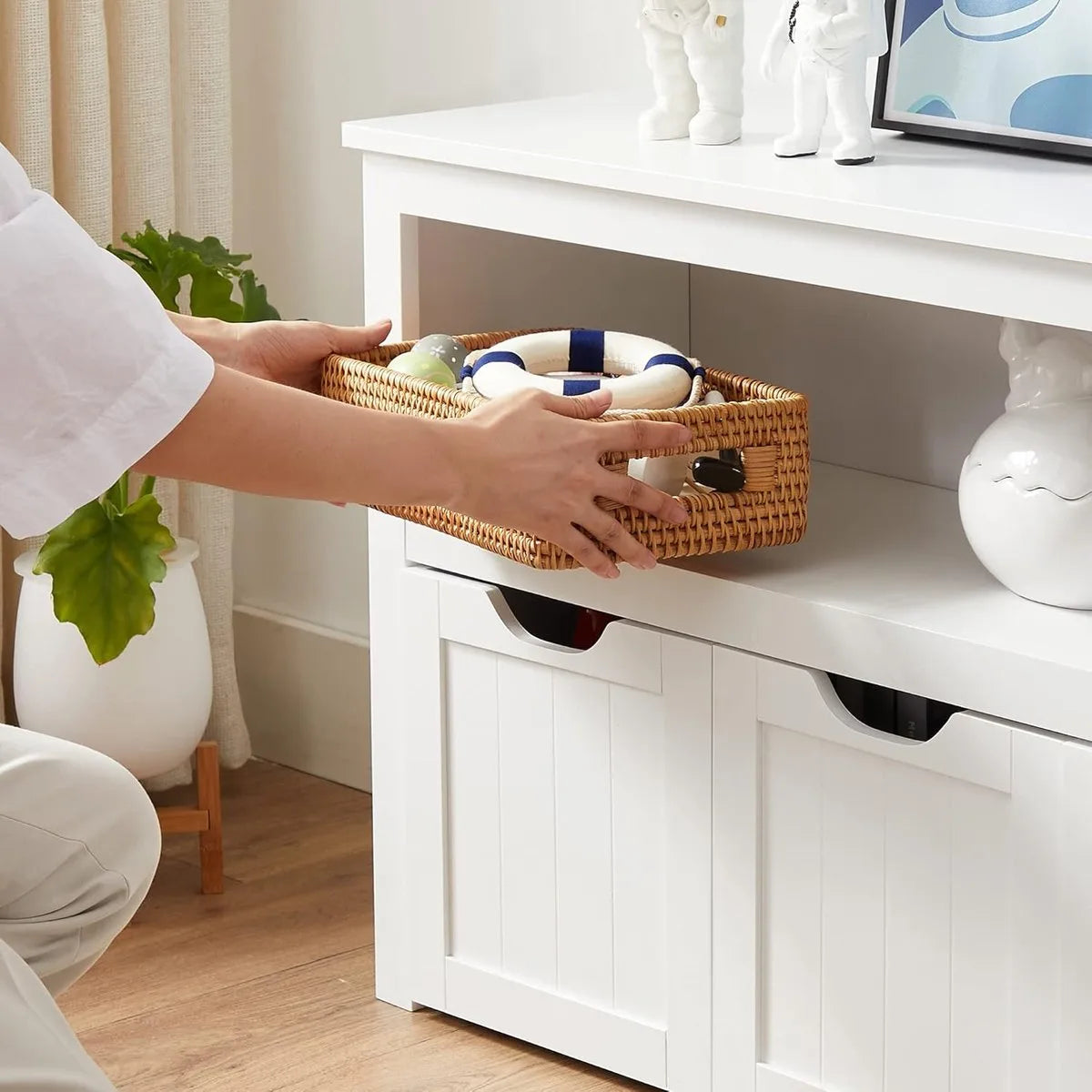 Furnstar - Schoenenrek – Ruimtebesparend, Stabiel en Verstelbaar – met wielen - Ideaal voor Woonkamer, Hal & Slaapkamer - Schoenenrek hout – 30 x 102 x 60 cm – Zandbeige