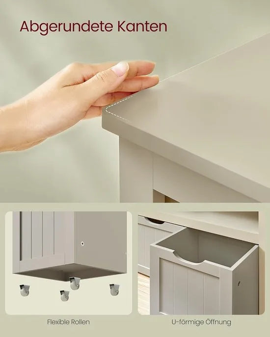 FurnStar - Schoenenrek – Ruimtebesparend, Stabiel En Verstelbaar – Met Wielen - Ideaal Voor Woonkamer, Hal & Slaapkamer - Schoenenrek Hout – 30 x 102 x 60 cm – Zandbeige