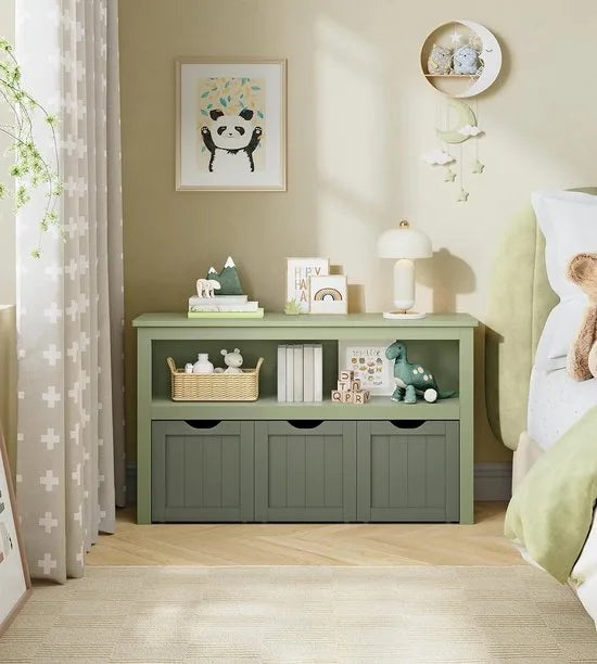 Furnstar - Schoenenrek – Ruimtebesparend, Stabiel en Verstelbaar – met wielen - Ideaal voor Woonkamer, Hal & Slaapkamer - Schoenenrek hout – 30 x 102 x 60 cm – Zandbeige – Groen