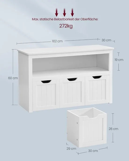 Furnstar - Schoenenrek – Ruimtebesparend, Stabiel en Verstelbaar – met wielen - Ideaal voor Woonkamer, Hal & Slaapkamer - Schoenenrek hout – 30 x 102 x 60 cm – Zandbeige