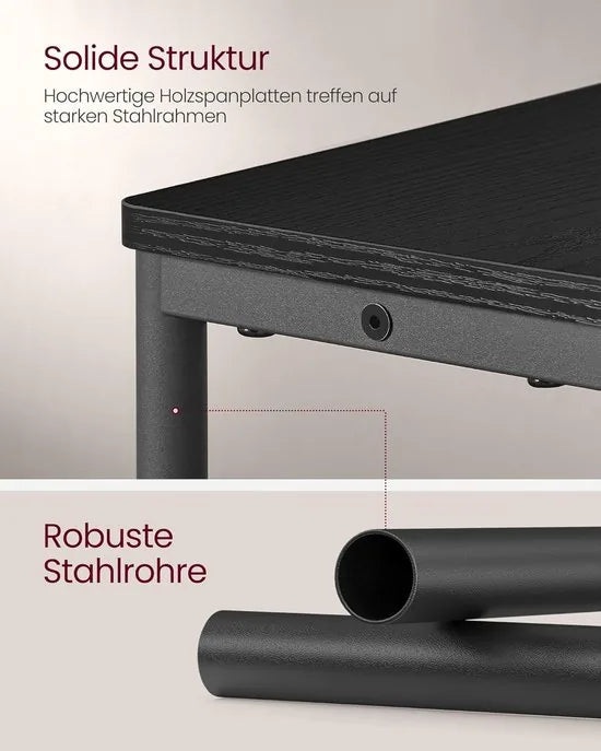 FurnStar – Smalle bijzettafel – Nachtkastje met oplaadfunctie – 3 planken & tijdschriftenhouder – 18 x 45 x 58 cm – Ebbenzwart-inktzwart