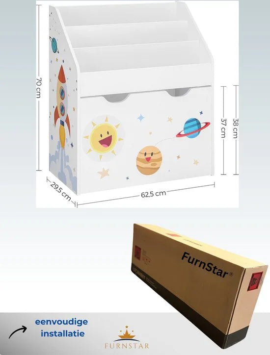 FurnStar - Speelgoedkast - Kinder boekenkast - Kinderkamer boekenrek - Boekenrek - 63x30x70cm