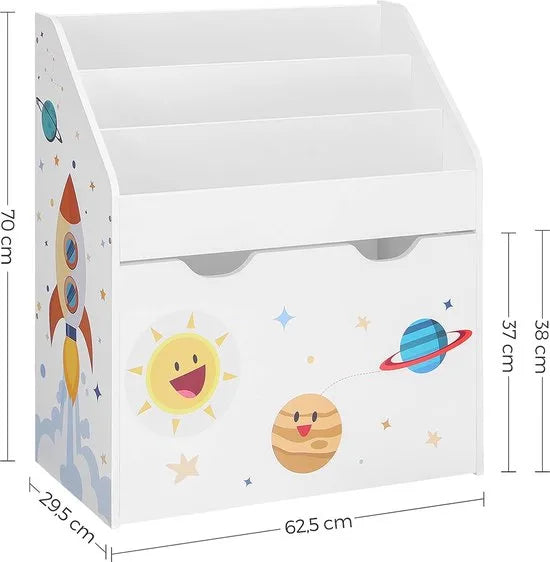 FurnStar - Speelgoedkast - Kinder boekenkast - Kinderkamer boekenrek - Boekenrek - 63x30x70cm