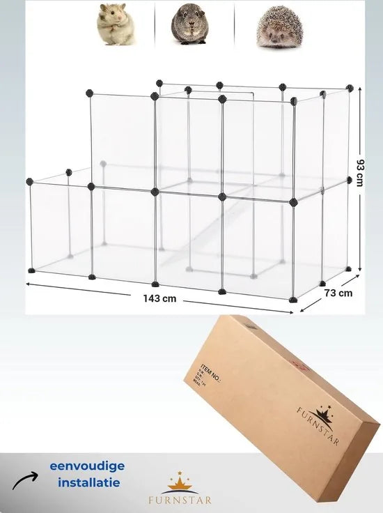 FurnStar - Speelren voor cavia's - Modulair - Kunststof - Transparant