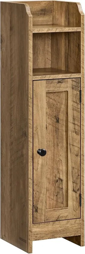 FurnStar – Toiletkast – Smalle badkamerkast met verstelbare planken – Ruimtebesparend badkamerrek – Eenvoudige montage - 80 cm – Honing Bruin –