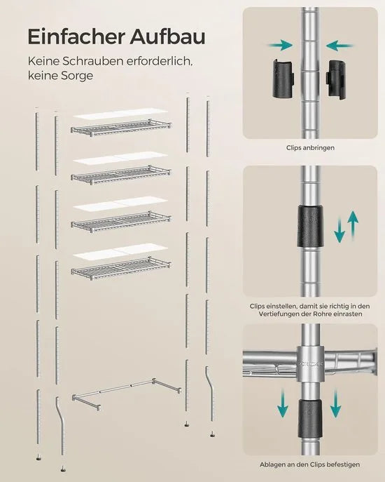FurnStar – Toiletrek – Badkamerrek met 4 verdiepingen – Wasmachinerek – Verstelbare planken – Met haken en toiletpapierhouder – Ruimtebesparend – 30 x 63 x 176 cm – Duifgrijs