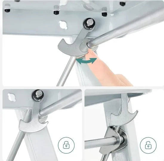 FurnStar - Trapladder - 2-Stapsladder - Vouwladder - Veiligheidsslot - Ruimtebesparende Opslag - Draagvermogen tot 150 kg - Duifgrijs – Wit