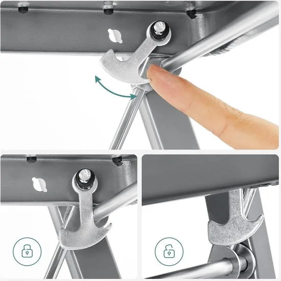 FurnStar - Trapladder - 3-Stapsladder - Vouwladder - Veiligheidsslot - Ruimtebesparende Opslag - Draagvermogen tot 150 kg - Duifgrijs