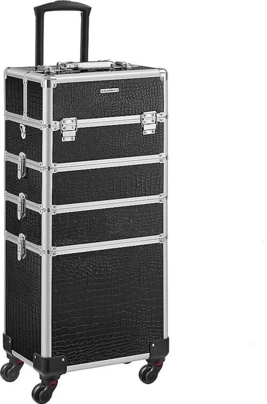 FurnStar Trolley Cosmetische Koffer - Aluminium Make-up Koffer - Beauty Case - Zwart