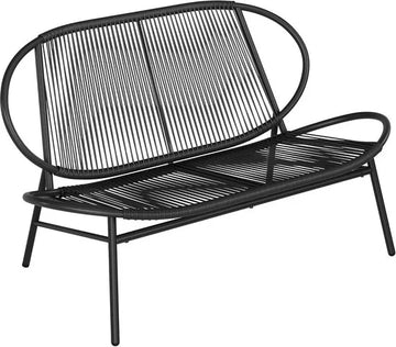 Furnstar - Tuinbank 2-zits balkonbank tuinmeubelen van PE-rotan tuinstoel met rugleuning 70 x 138.5 x 79 cm voor terras tuin balkon outdoor inktzwart GGF0026B01