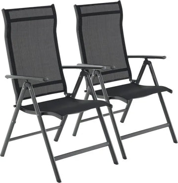 Furnstar - Tuinstoelen - 2 Stuks - 8 Verstelbare Standen - Inklapbaar - Tuin of Balkon - klapstoelen - belastbaar tot 120 kg - Zwart