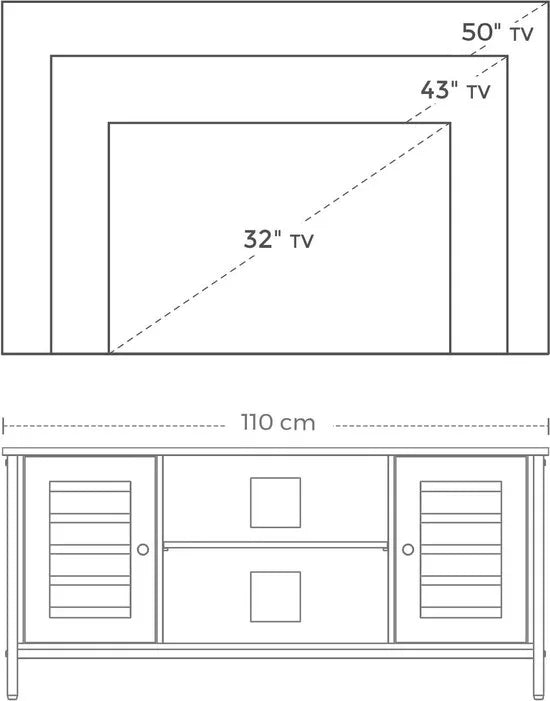 FurnStar tv meubel - Tv kast - 110x40x50cm - Bruin