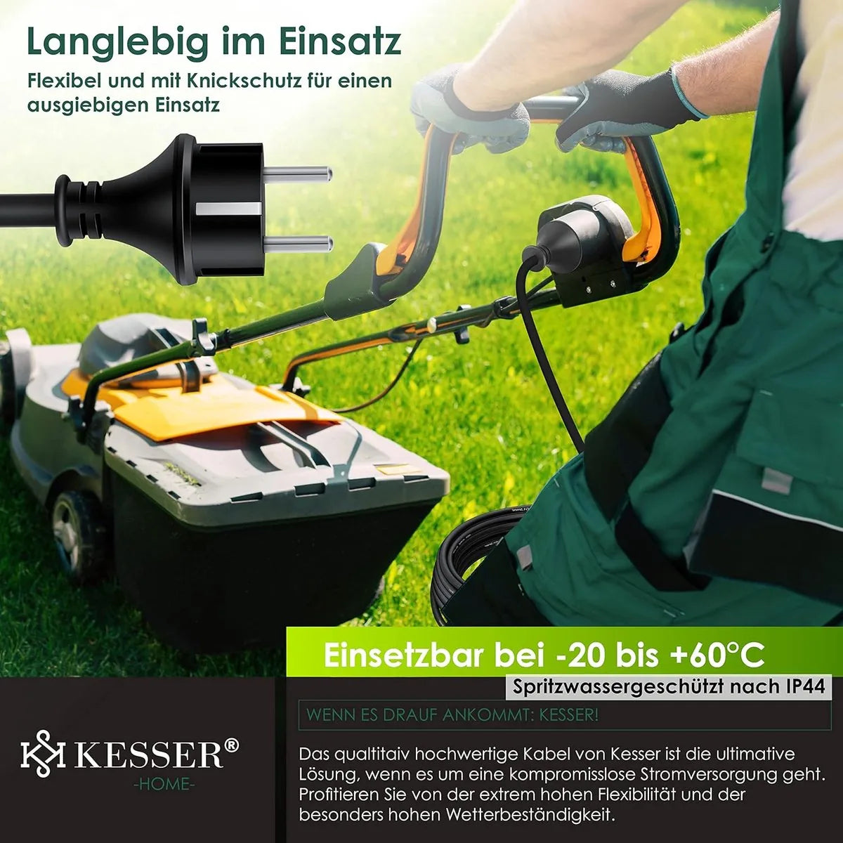 FurnStar - Verlengsnoer - 3 m met beschermkap voor buiten - voor binnen en buiten - verlengsnoer - 230 V IP44 - met geaarde stekker - geaard contact - bouwplaatskabel geaarde stekker