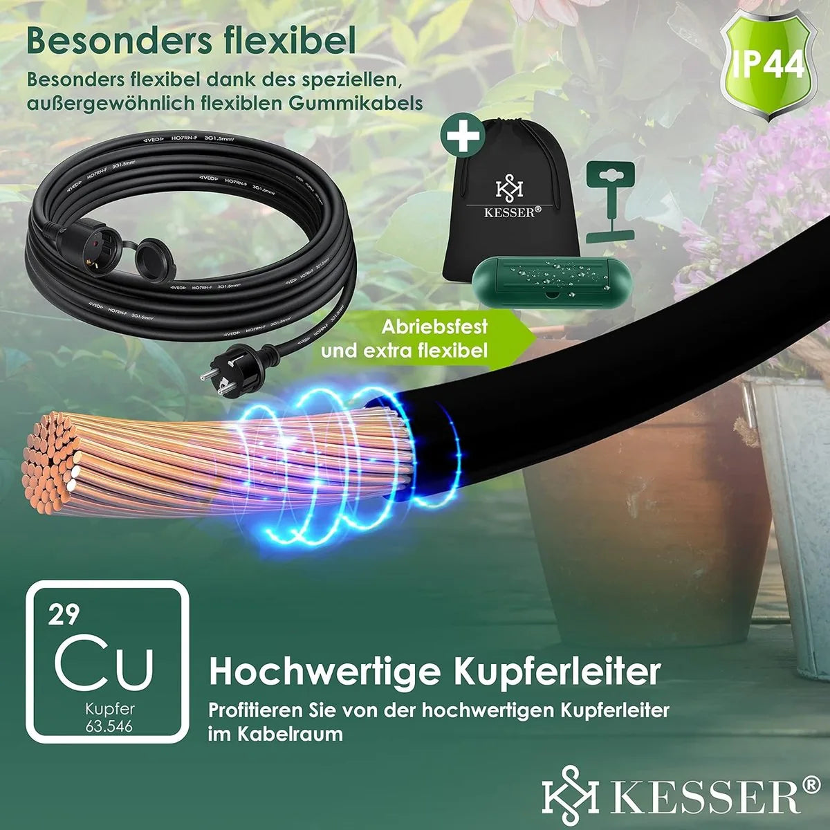 FurnStar - Verlengsnoer - 3 m met beschermkap voor buiten - voor binnen en buiten - verlengsnoer - 230 V IP44 - met geaarde stekker - geaard contact - bouwplaatskabel geaarde stekker
