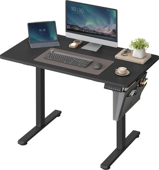 FurnStar Verstelbaar Bureau – Elektrisch In Hoogte Verstelbaar – Bureau Tafel met Geheugenfunctie voor 4 Hoogtes – Voor Thuiskantoor of Werkkamer – 60 x 110 x (72-120) cm – Inktzwart