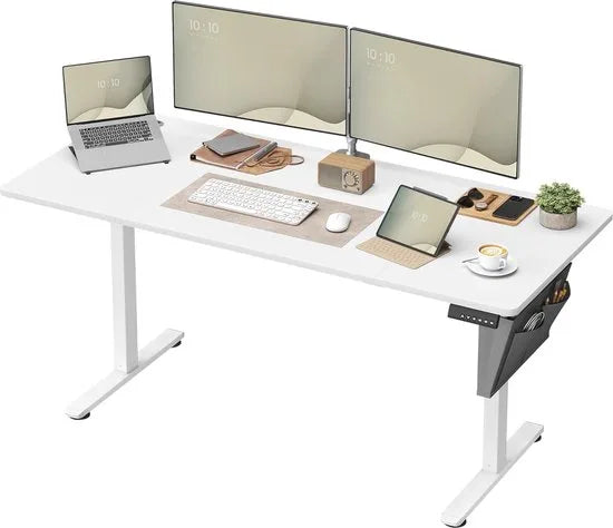 FurnStar - Verstelbaar bureau - In hoogte verstelbaar bureau elektrisch - bureau tafel - verstelbaar bureau elektrisch - 60 x 120 x (72-120) cm - geheugenfunctie voor 4 hoogtes - voor thuiskantoor - w – Wolkenwit 70 x 160