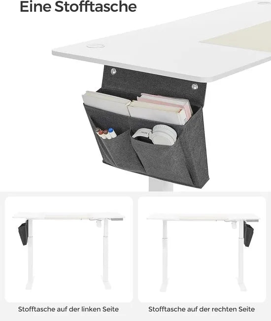 FurnStar - Verstelbaar bureau - In hoogte verstelbaar bureau elektrisch - bureau tafel - verstelbaar bureau elektrisch - , 60 x 140 x (72-120) cm - geheugenfunctie voor 4 hoogtes - voor thuiskantoor - werkkamer - basiswit + beige.