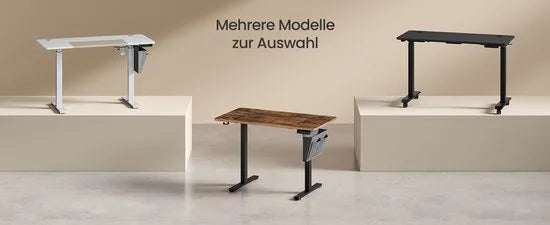 FurnStar - Verstelbaar bureau - In hoogte verstelbaar bureau elektrisch - bureau tafel - verstelbaar bureau elektrisch - 60 x 120 x (72-120) cm - geheugenfunctie voor 4 hoogtes - voor thuiskantoor - w – Basiswit + beige 60 x 120