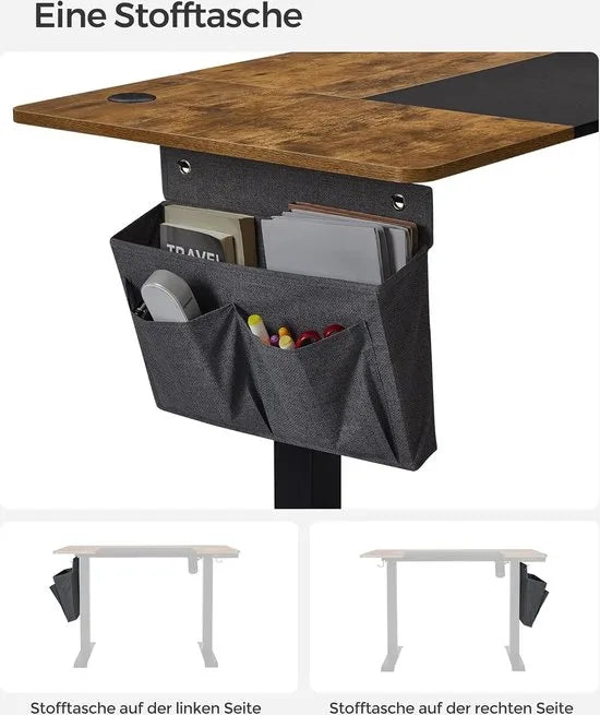 FurnStar - Verstelbaar bureau - In hoogte verstelbaar bureau elektrisch - bureau tafel - verstelbaar bureau elektrisch - 60 x 120 x (72-120) cm - geheugenfunctie voor 4 hoogtes - voor thuiskantoor - werkkamer - vintage bruin + basiszwart