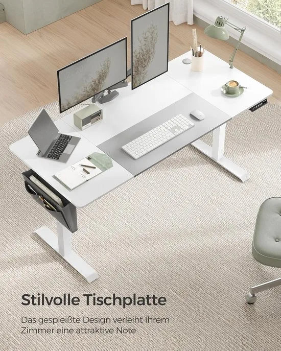 FurnStar - Verstelbaar bureau - In hoogte verstelbaar bureau elektrisch - bureau tafel - verstelbaar bureau elektrisch - , 70 x 160 x (72-120) cm - geheugenfunctie voor 4 hoogtes - voor thuiskantoor - werkkamer - Basiswit + duifgrijs