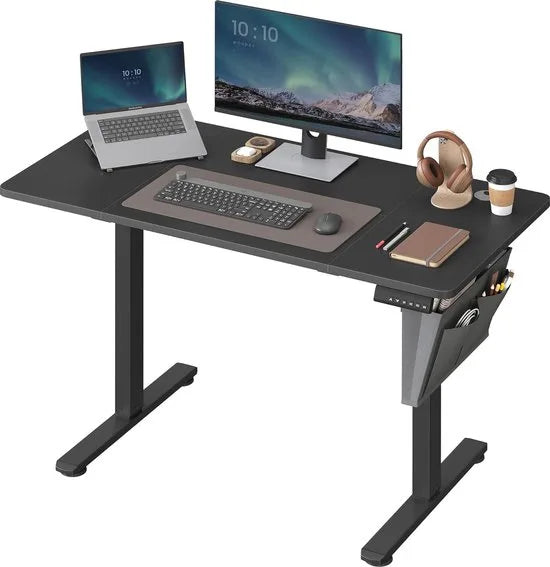 FurnStar - Verstelbaar Bureau Tafel - In Hoogte Verstelbaar Bureau Elektrisch - 70 x 160 x (72-120) cm - Geheugenfunctie voor 4 Hoogtes - Voor Thuiskantoor - Werkkamer - Inktzwart