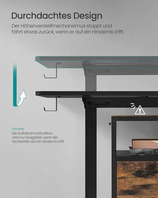 FurnStar - Verstelbaar Bureau Tafel - In Hoogte Verstelbaar Bureau Elektrisch - 70 x 160 x (72-120) cm - Geheugenfunctie voor 4 Hoogtes - Voor Thuiskantoor - Werkkamer - Inktzwart
