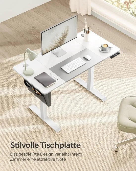 FurnStar - Verstelbaar Bureau Tafel - In Hoogte Verstelbaar Bureau Elektrisch - 70 x 160 x (72-120) cm - Geheugenfunctie voor 4 Hoogtes - Voor Thuiskantoor - Werkkamer - Grijs- Wit