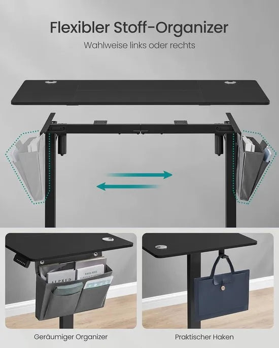 FurnStar - Verstelbaar Bureau Tafel - In Hoogte Verstelbaar Bureau Elektrisch - 70 x 160 x (72-120) cm - Geheugenfunctie voor 4 Hoogtes - Voor Thuiskantoor - Werkkamer - Inktzwart