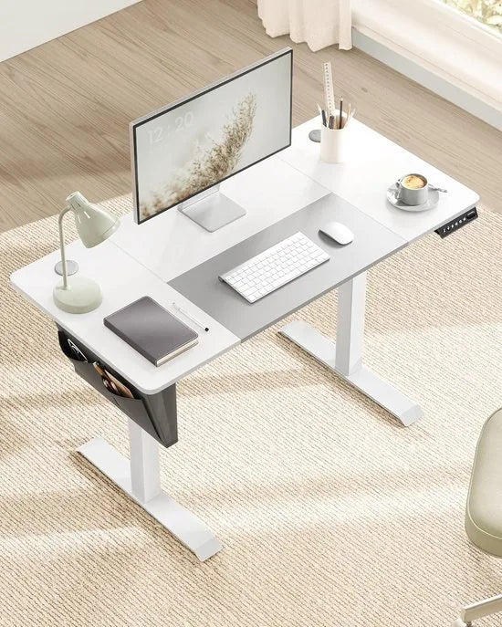 FurnStar - Verstelbaar Bureau Tafel - In Hoogte Verstelbaar Bureau Elektrisch - 70 x 160 x (72-120) cm - Geheugenfunctie voor 4 Hoogtes - Voor Thuiskantoor - Werkkamer - Grijs- Wit