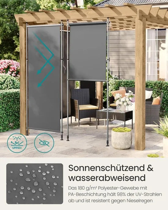 Furnstar Verticale zonwering in hoogte verstelbaar 120 x 220-300 cm geen boren nodig verticale luifel voor terras balkon met luifelkast UPF 50+ inkijkbescherming antracietgrijs GSA0120G01
