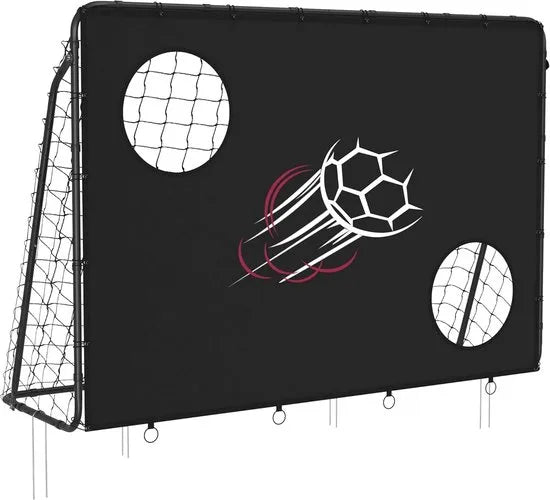 Furnstar - Voetbaldoel met doelwand 215 x 150 x 76 cm snelle montage tuin park strand metalen buizen en PE-net zwart SZQ215B02