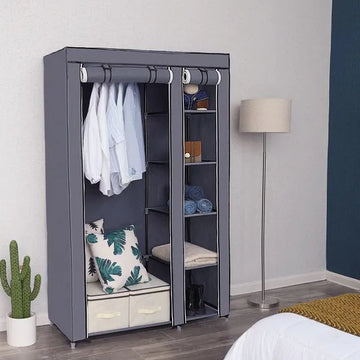 FurnStar – Vouwkast XL – Stoffen kledingkast – Met legplanken en kledingroede – 175 x 110 x 45 cm – Grijs