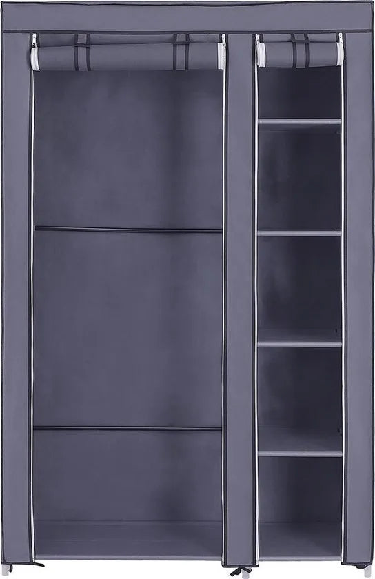 FurnStar – Vouwkast XL – Stoffen kledingkast – Met legplanken en kledingroede – 175 x 110 x 45 cm – Grijs