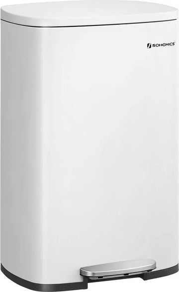 Furnstar Vuilnisemmer – 50 L – Afvalemmer / Pedaalemmer – Met Deksel & Softclose – Voetpedaal – Staal – Binnenemmer – Wit