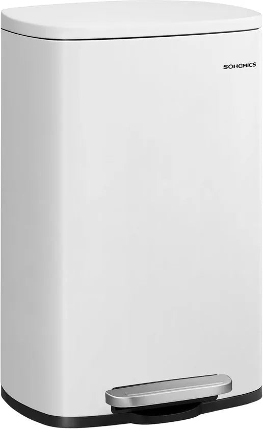 Furnstar Vuilnisemmer – 50 L – Afvalemmer / Pedaalemmer – Met Deksel & Softclose – Voetpedaal – Staal – Binnenemmer – Wit